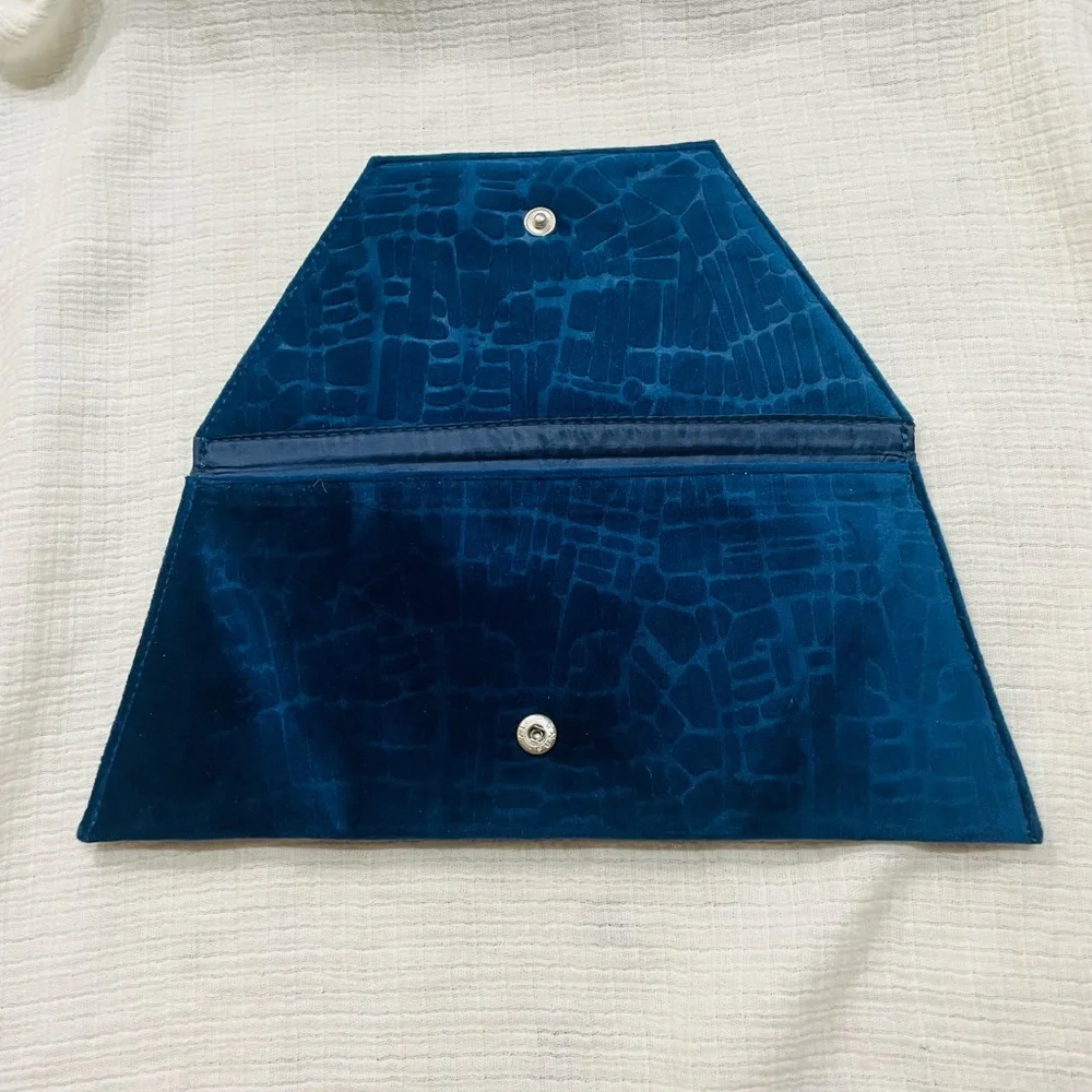 JANTAMINIAU EMBOSSED BLUE VELVET CASE CLUTCH BAG